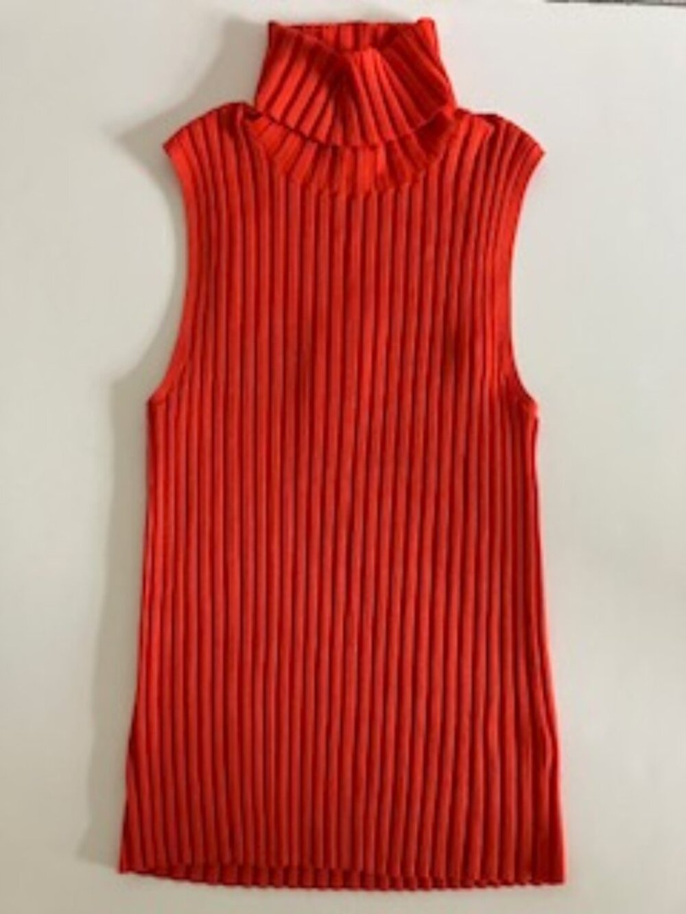 Veronica Beard Stefania  Ribbed Sleeveless Turtleneck,XL,Red